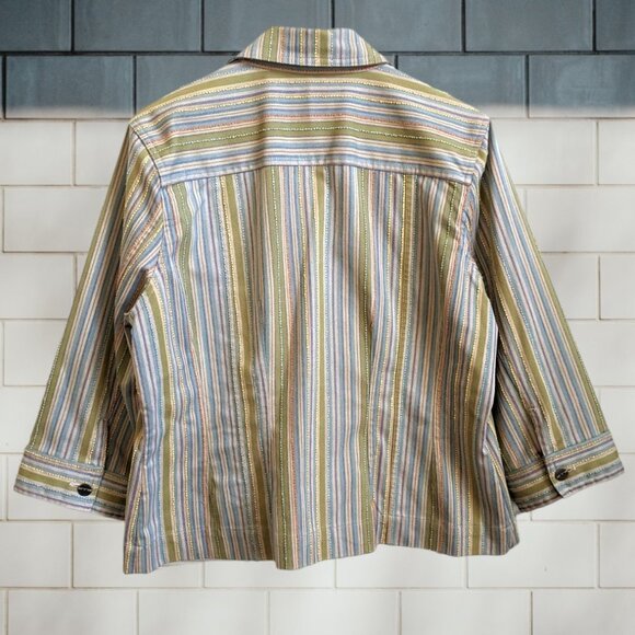 Christopher & Banks Jacket in Multi Color Stripes and Textures - Picture 3 of 10